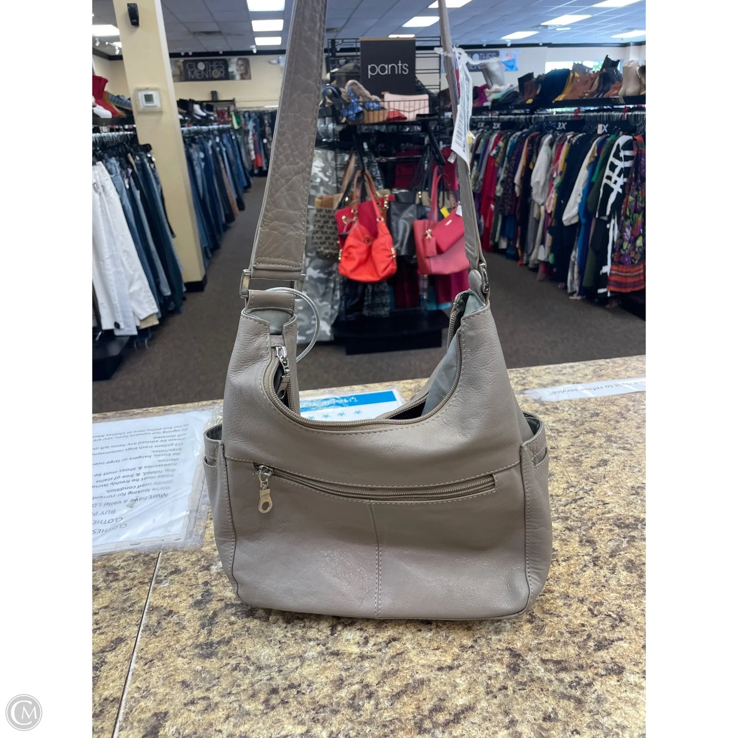 Handbag Leather By Cmf, Size: Medium