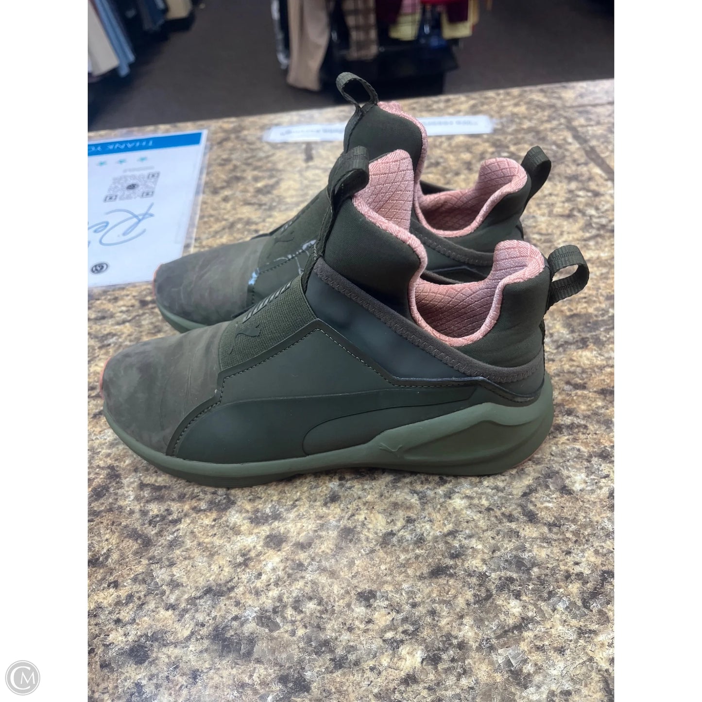 Shoes Athletic By Puma In Green & Pink, Size: 7