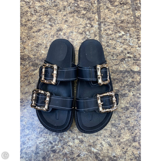 Sandals Flats By Indigo Rd In Black & Gold, Size: 7.5