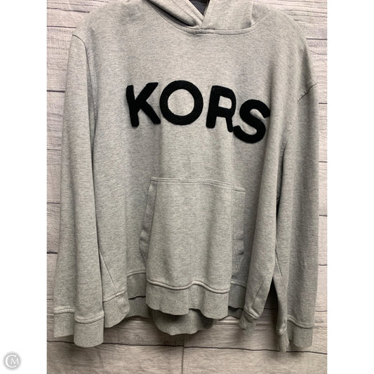 Athletic Sweatshirt Hoodie By Michael Kors In Black & Grey, Size: M