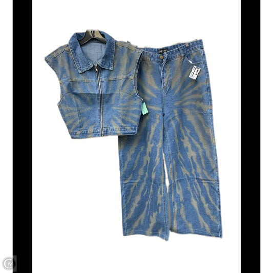 Pants Set 2pc By Cmf In Blue & Cream, Size: L