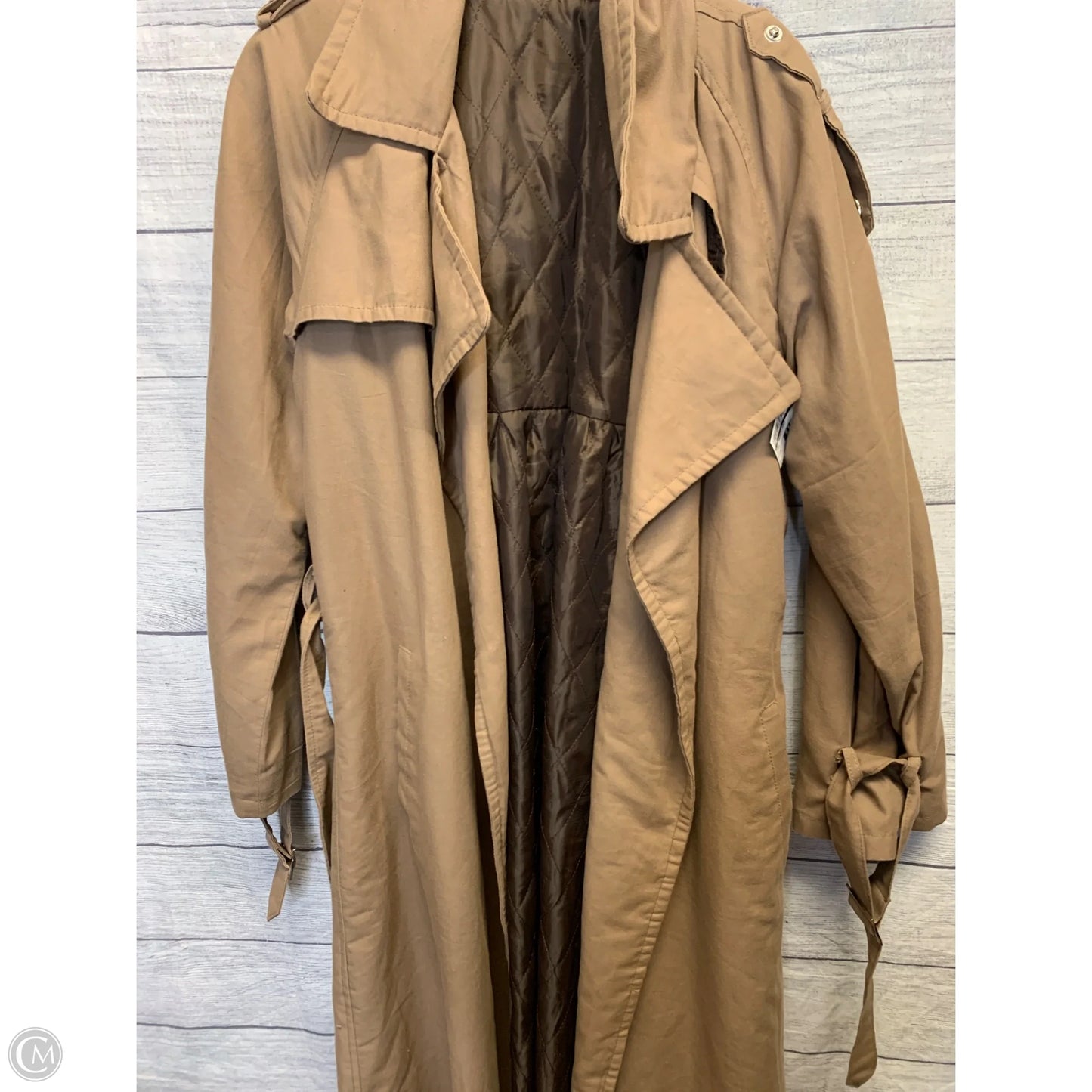 Coat Trench Coat By Cmf In Brown, Size: M