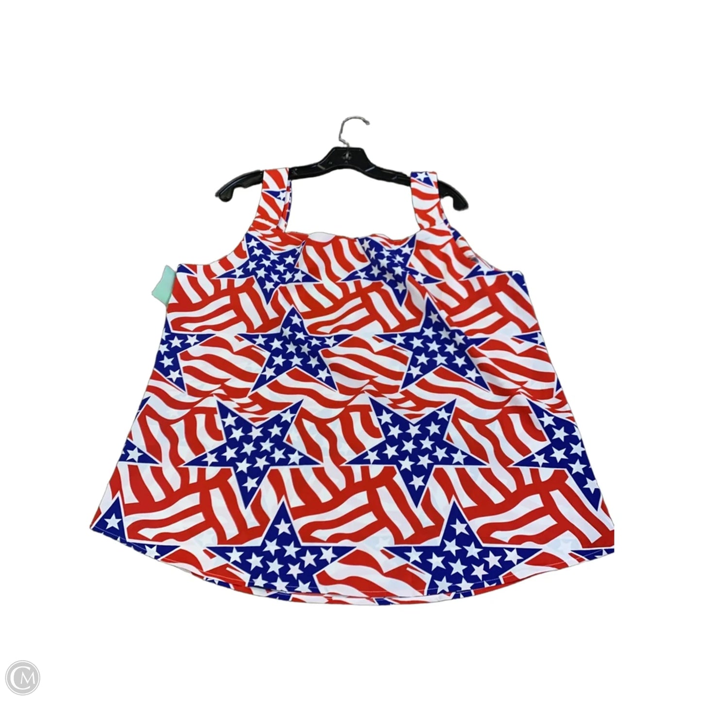 Top Sleeveless By Cmf In Blue & Red & White, Size: 2x