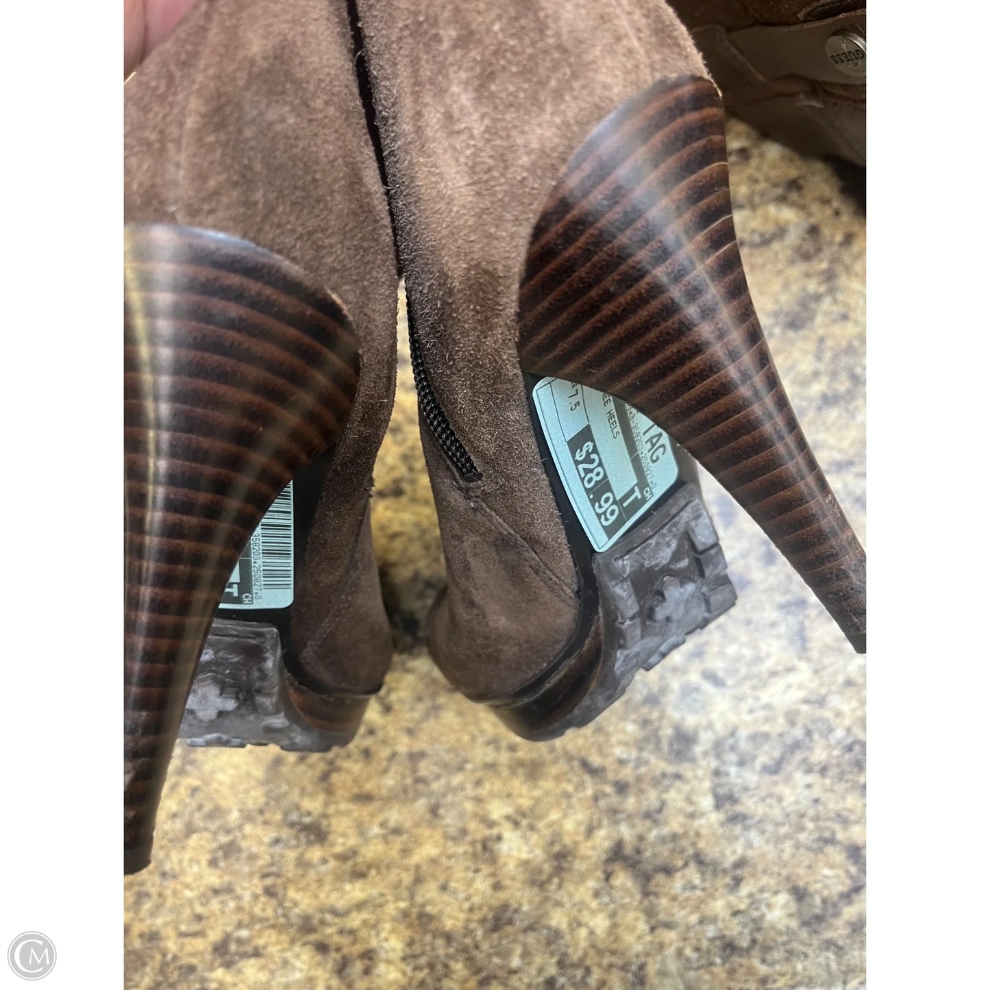 Boots Knee Heels By Guess In Brown, Size: 7.5