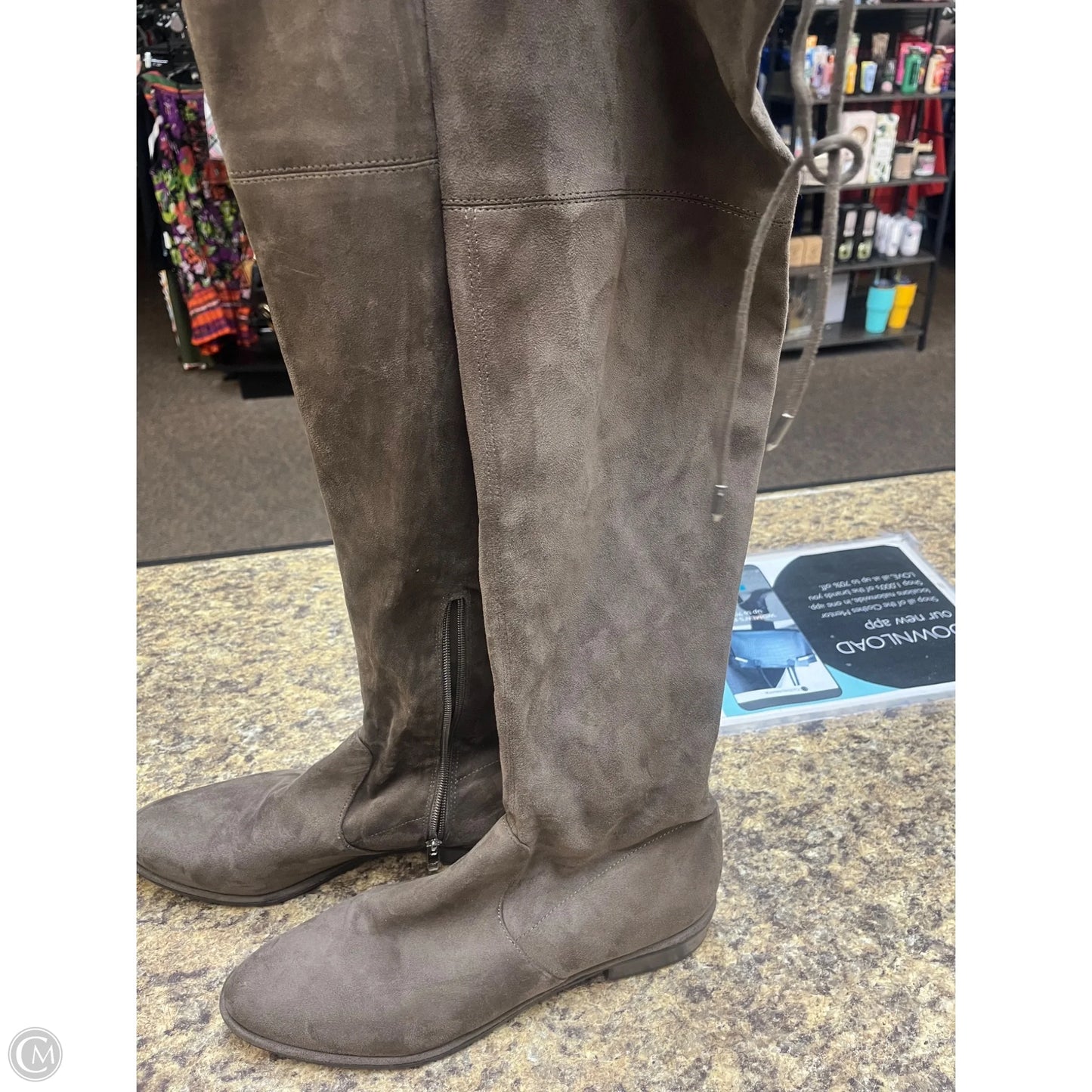 Boots Over-the-knee Heels By Marc Fisher In Taupe, Size: 11