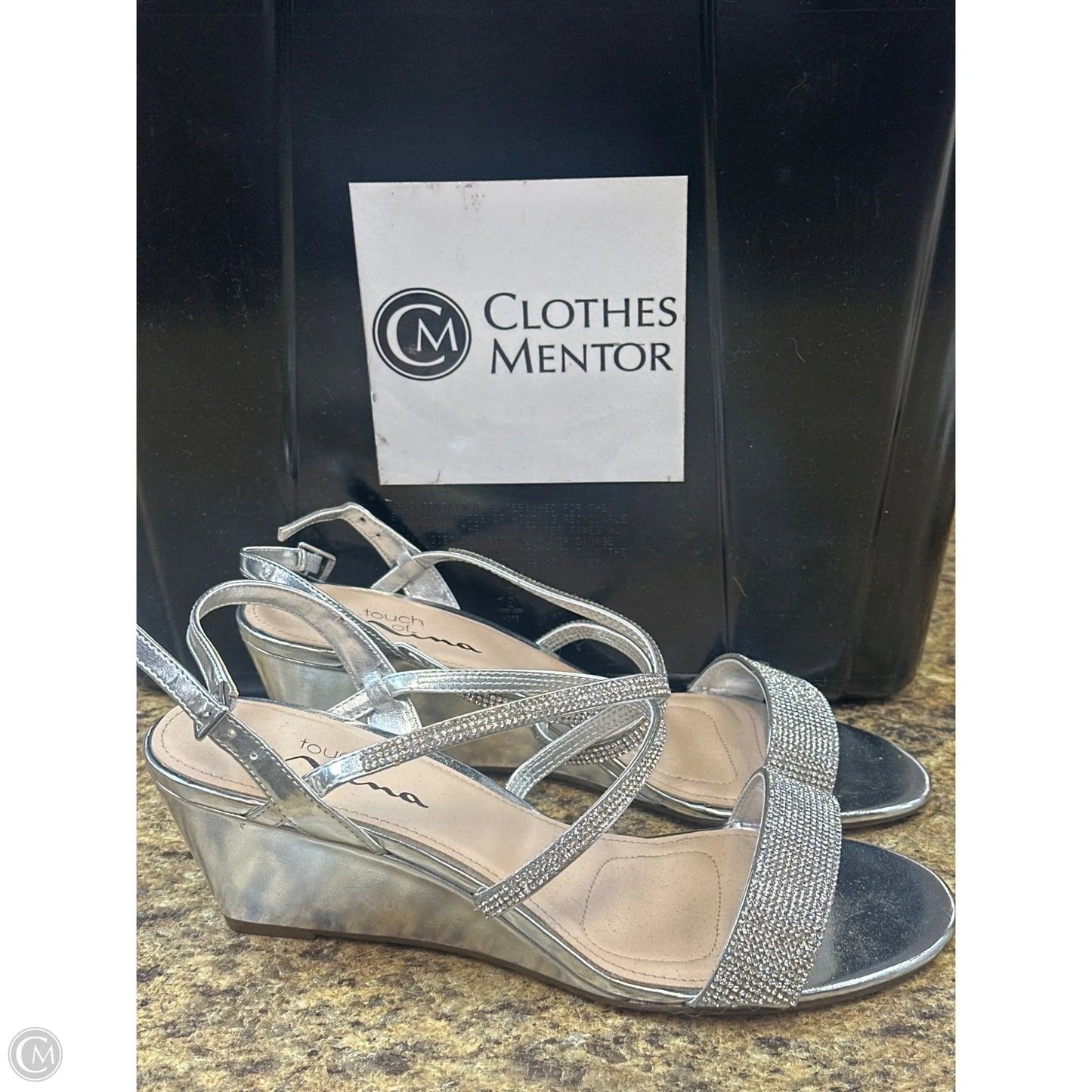Shoes Heels Wedge By Cmf In Silver, Size: 9