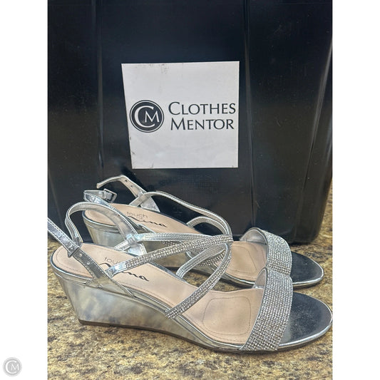 Shoes Heels Wedge By Cmf In Silver, Size: 9