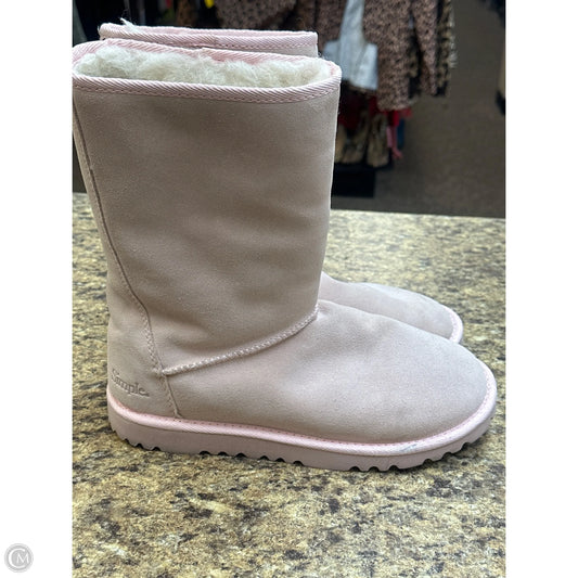 Boots Mid-calf Flats By Simple In Pink, Size: 8