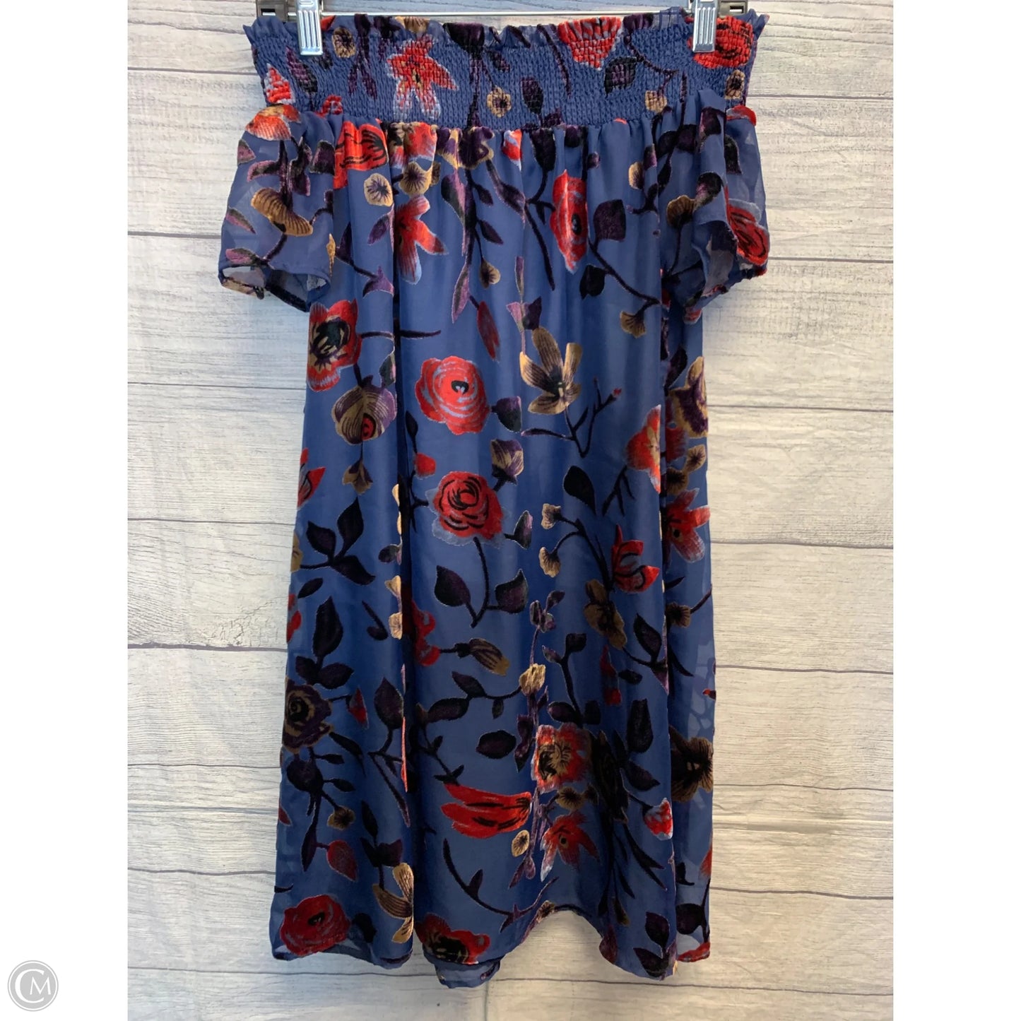 Blouse Short Sleeve By En Creme In Navy, Size: S