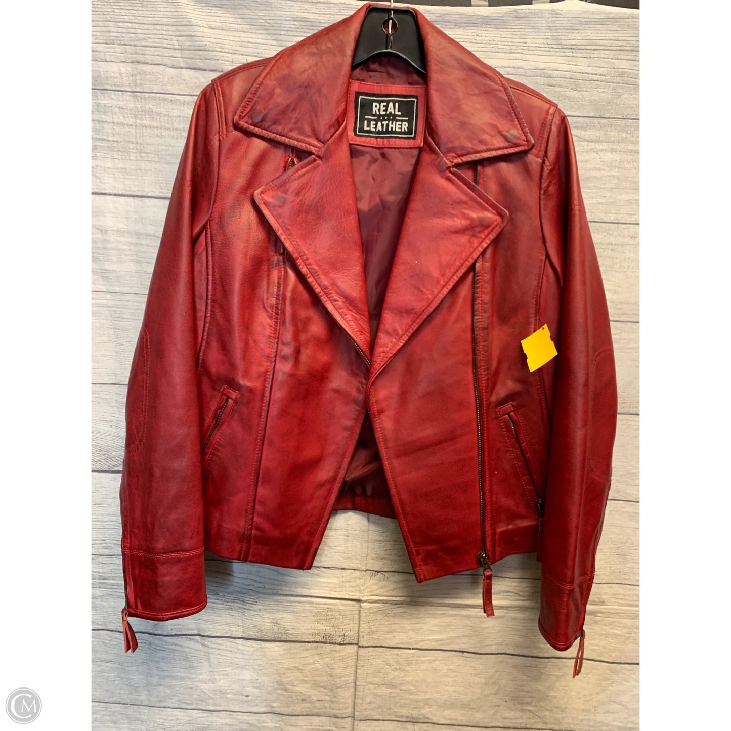 Jacket Leather By Cmf In Red, Size: S