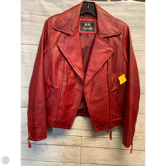 Jacket Leather By Cmf In Red, Size: S