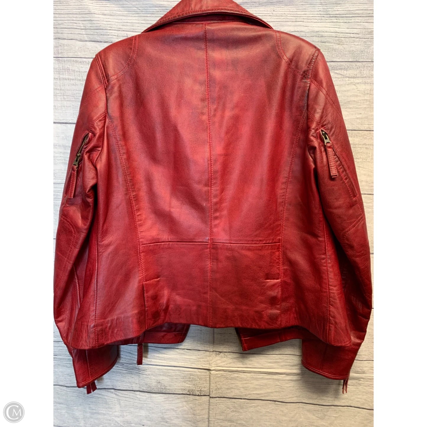 Jacket Leather By Cmf In Red, Size: S