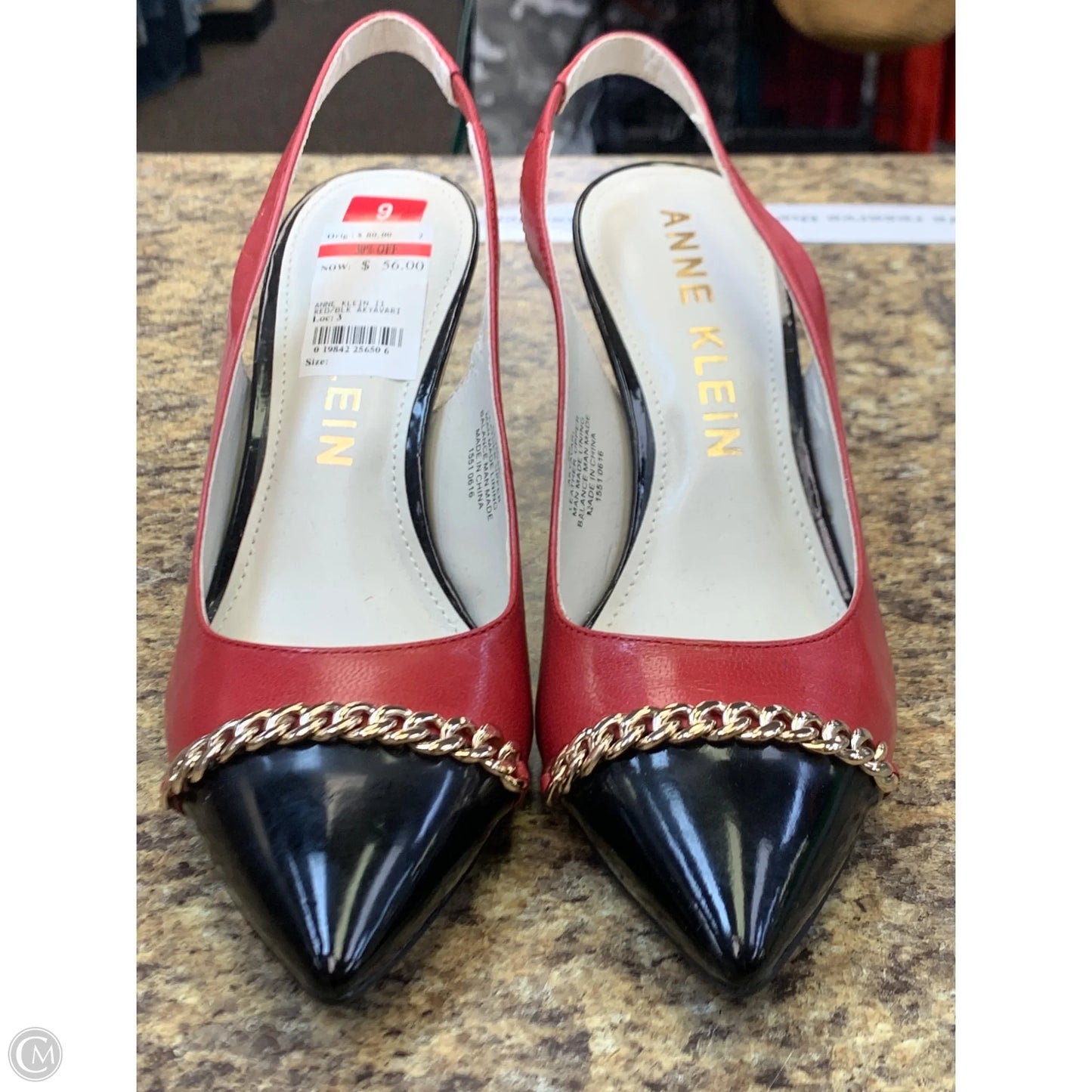 Shoes Heels Kitten By Anne Klein In Black & Red, Size: 9