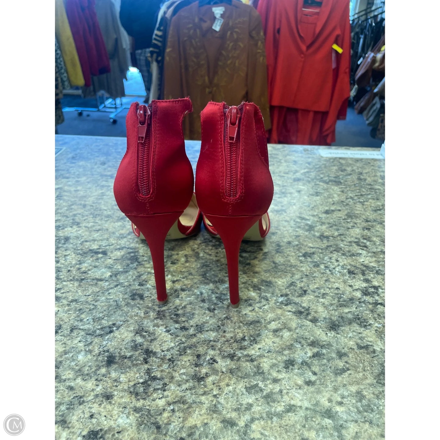 Shoes Heels Stiletto By Badgley Mischka In Red & Silver, Size: 9