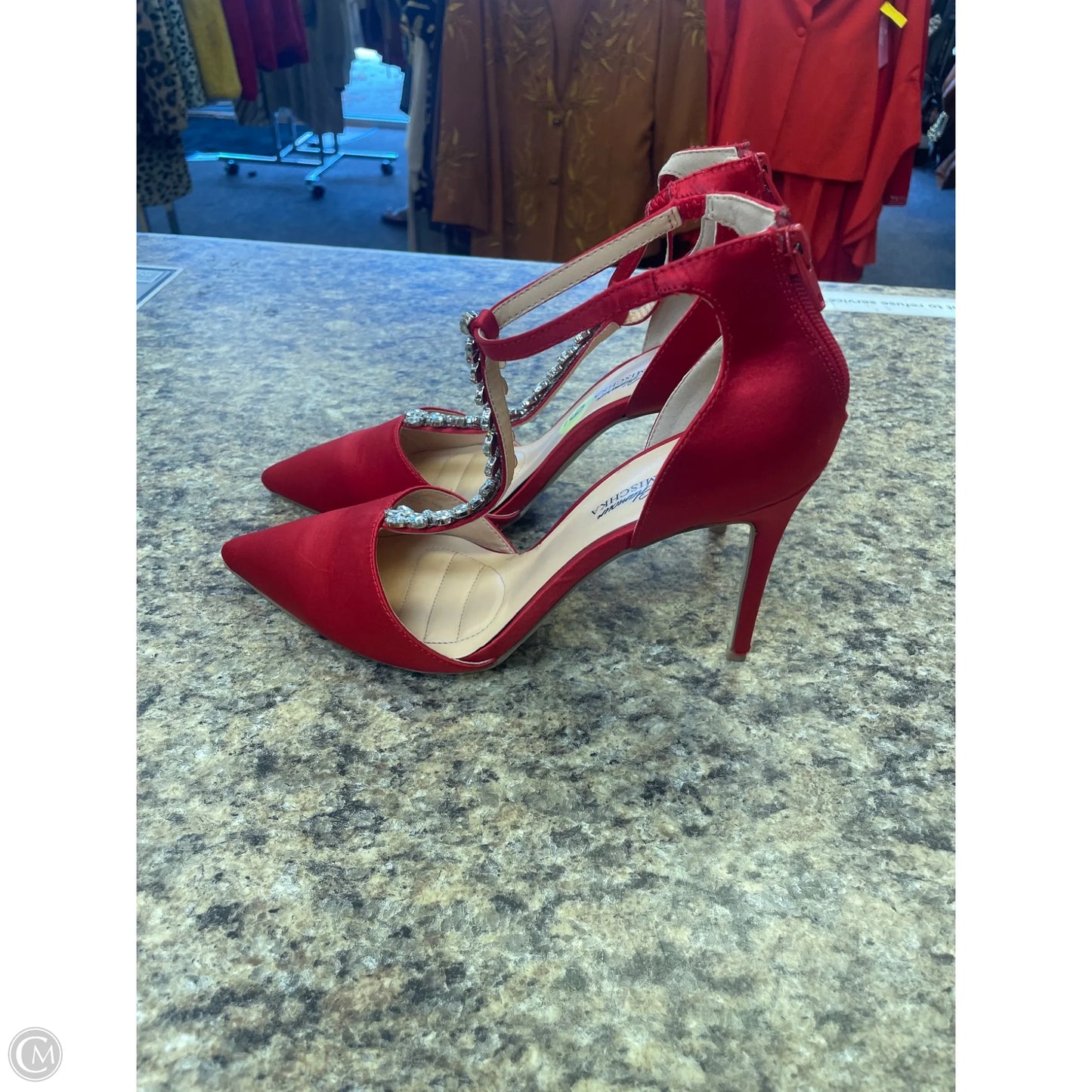 Shoes Heels Stiletto By Badgley Mischka In Red & Silver, Size: 9