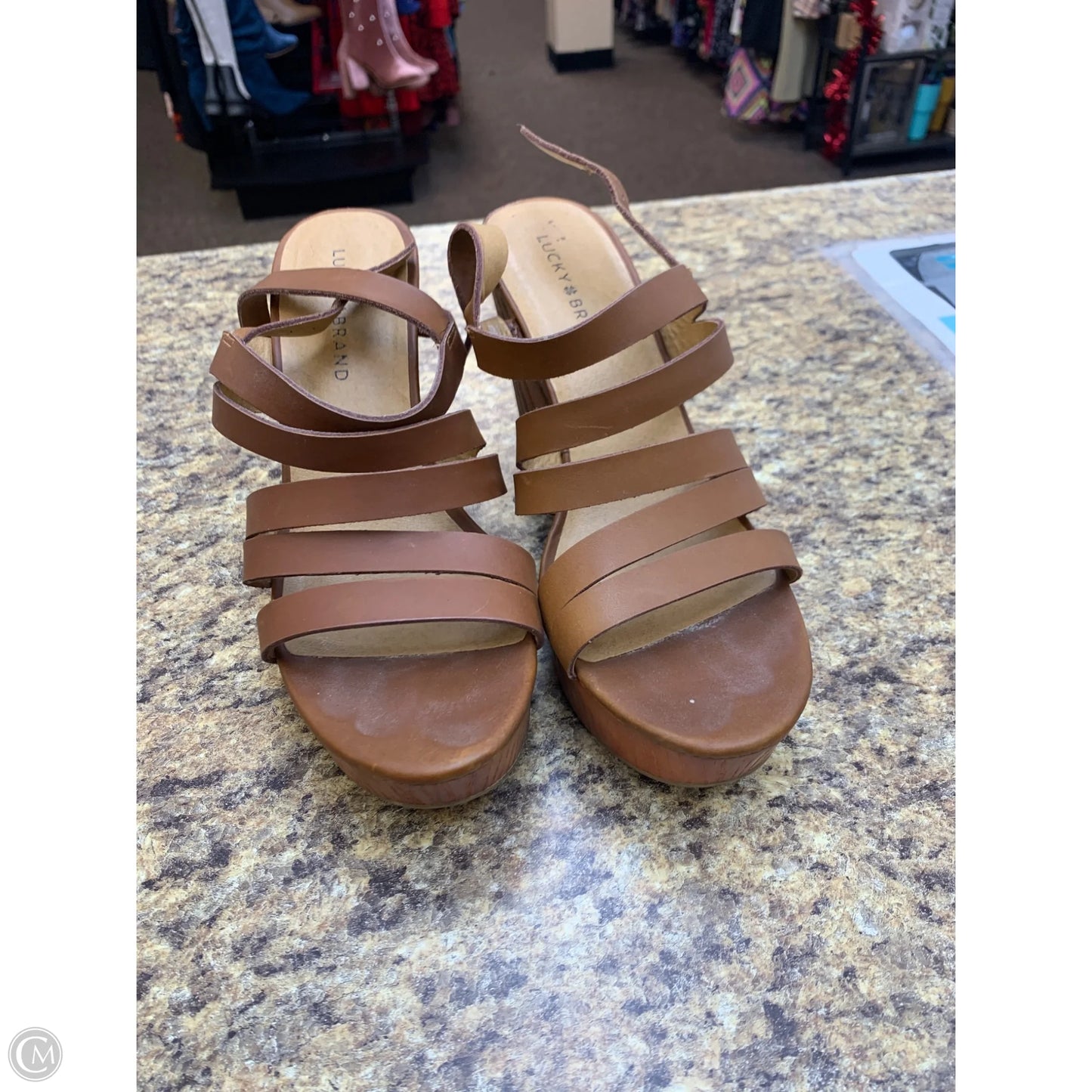 Shoes Heels Wedge By Lucky Brand In Brown, Size: 8.5