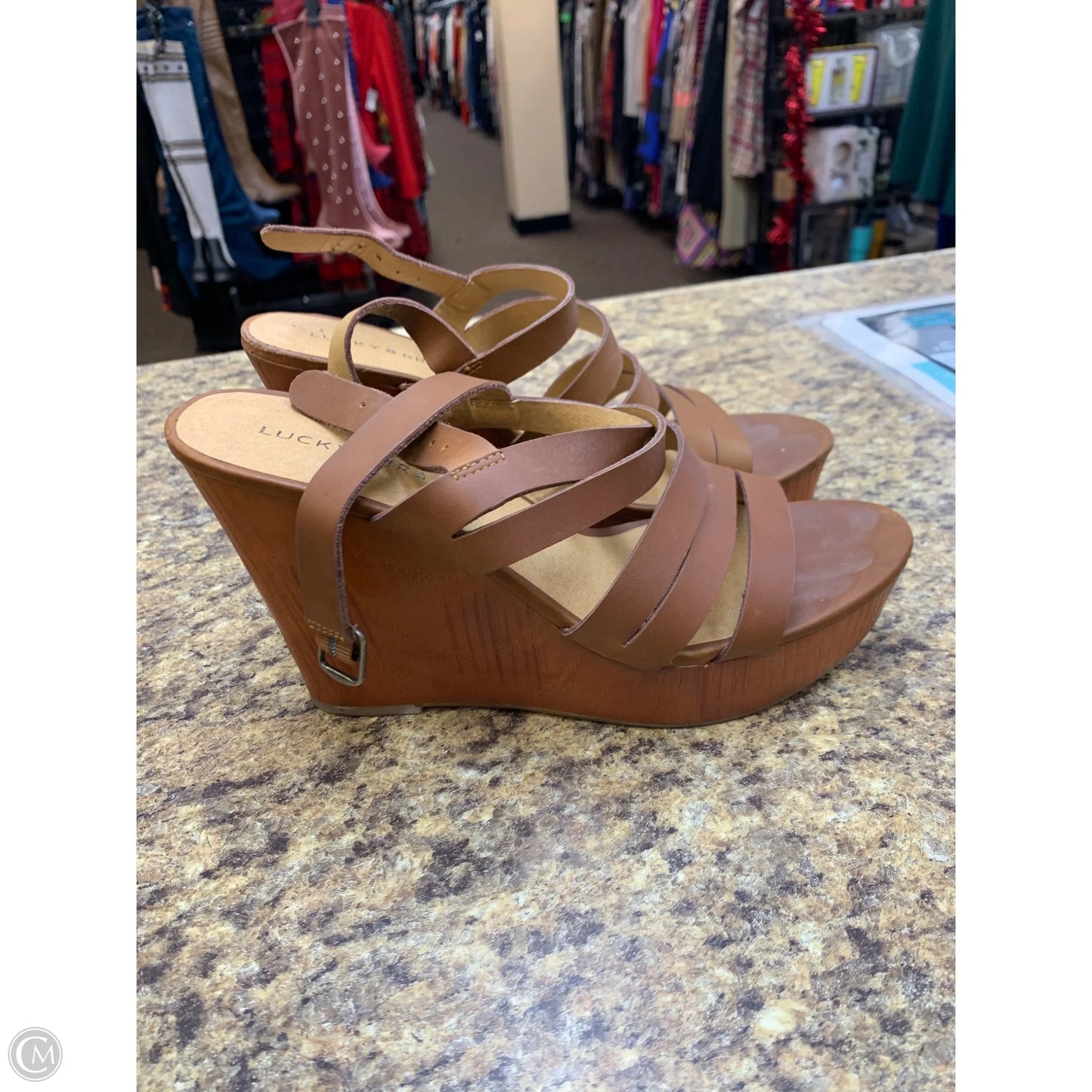 Shoes Heels Wedge By Lucky Brand In Brown, Size: 8.5