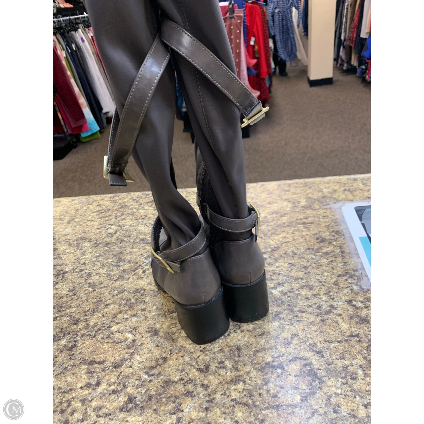 Boots Mid-calf Heels By Cmf In Grey, Size: 9