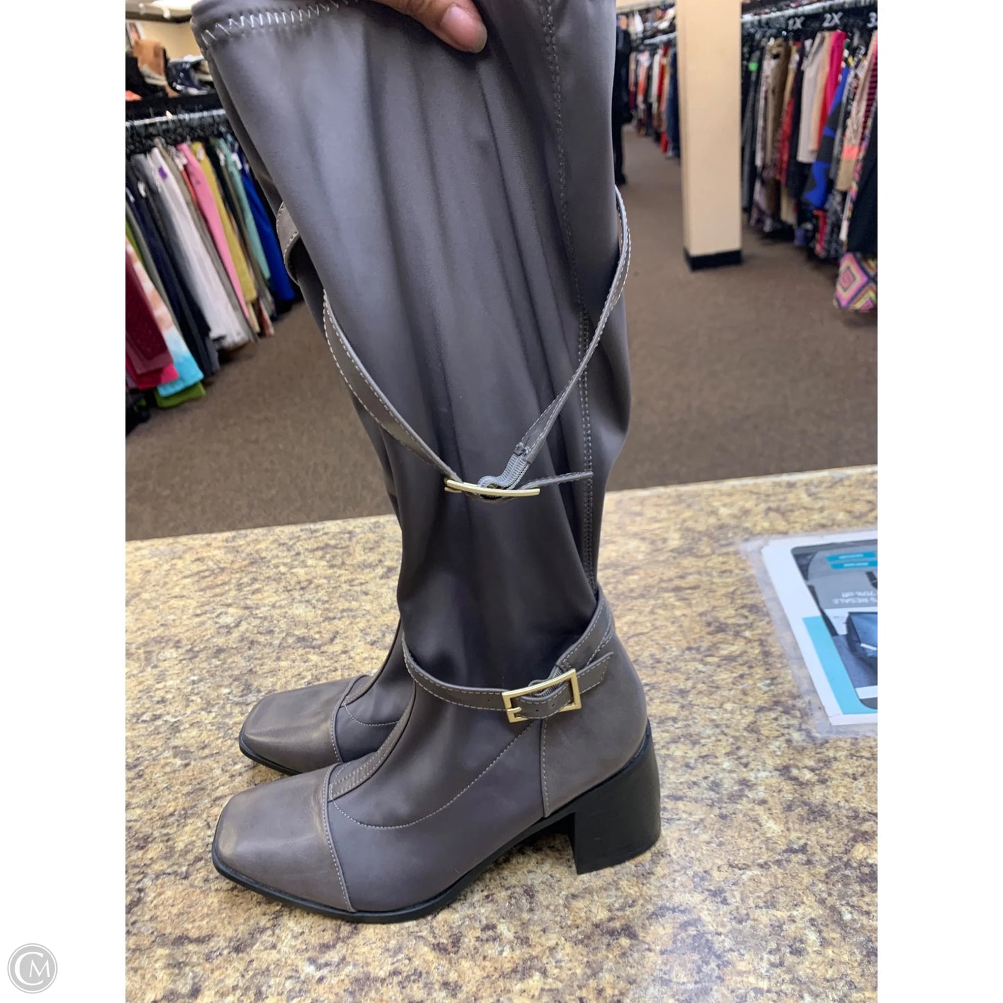 Boots Mid-calf Heels By Cmf In Grey, Size: 9