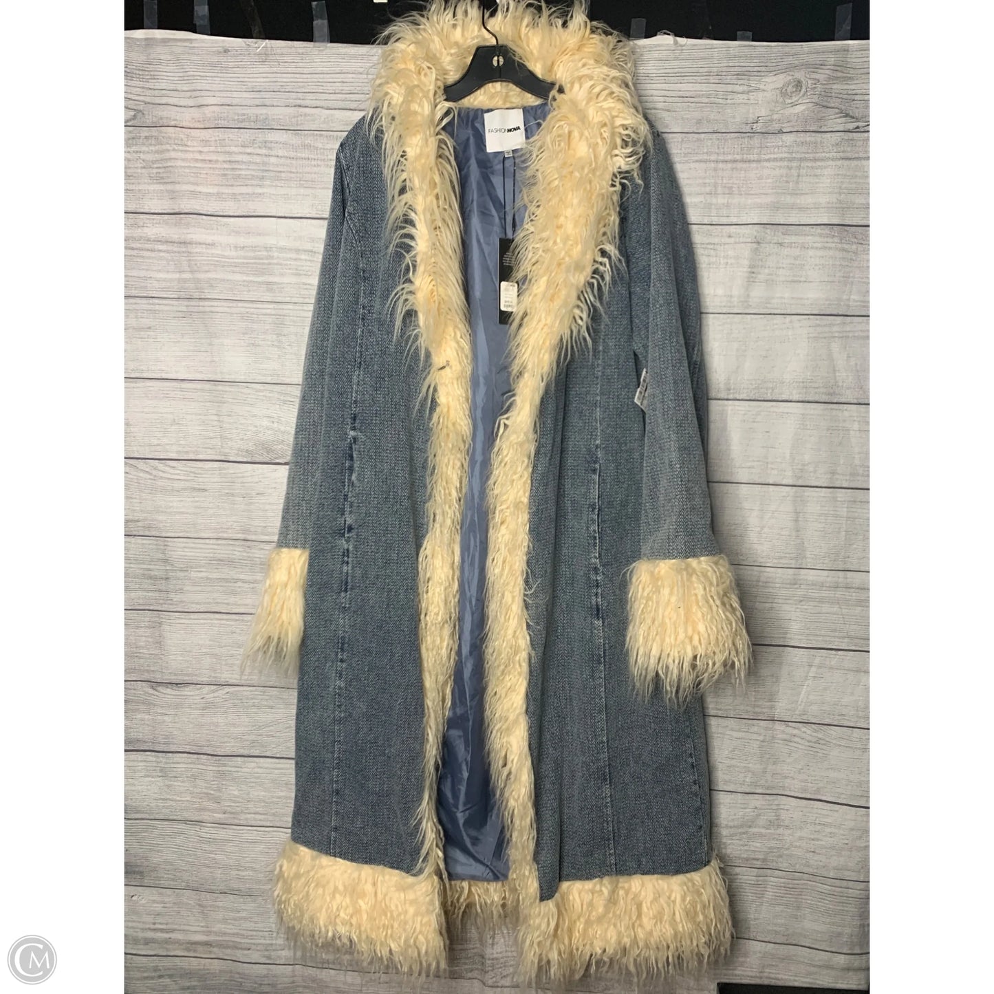 Coat Other By Fashion Nova In Blue & Cream, Size: Xl