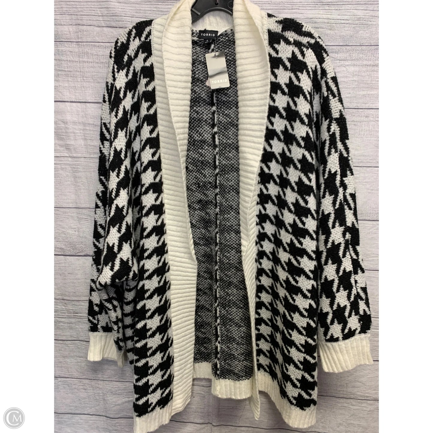 Sweater Cardigan By Torrid In Black & White, Size: 3x