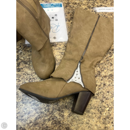 Boots Knee Heels By Cmf In Tan, Size: 11