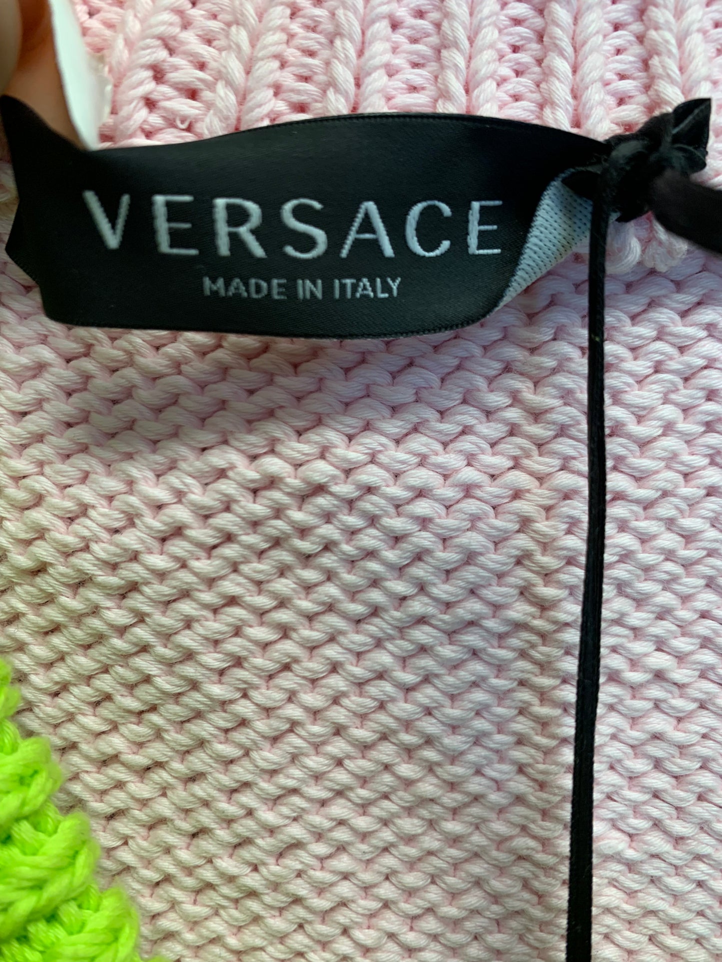 Sweater Luxury Designer By Versace In Green & Pink