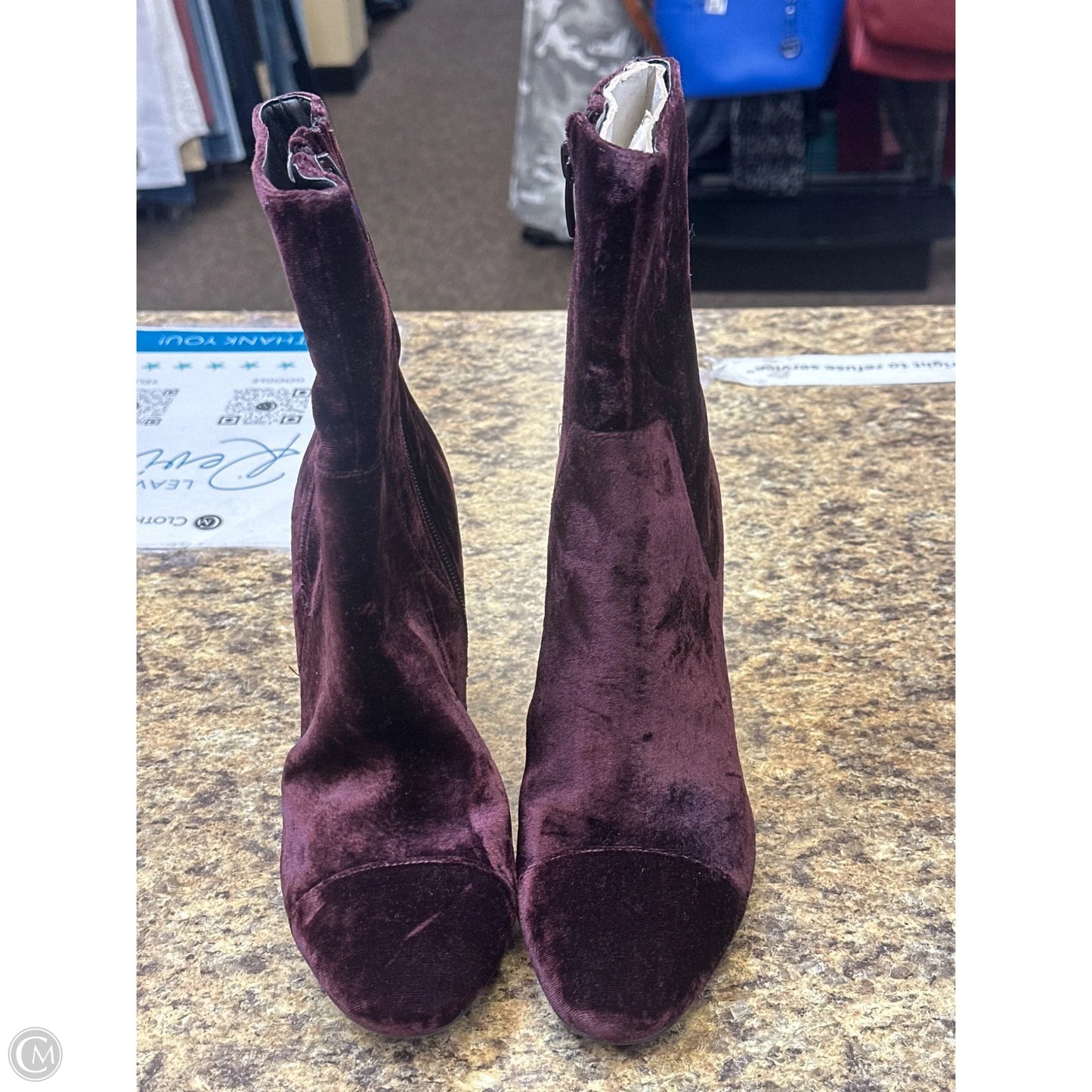 Boots Mid-calf Heels By Cmf In Purple, Size: 8