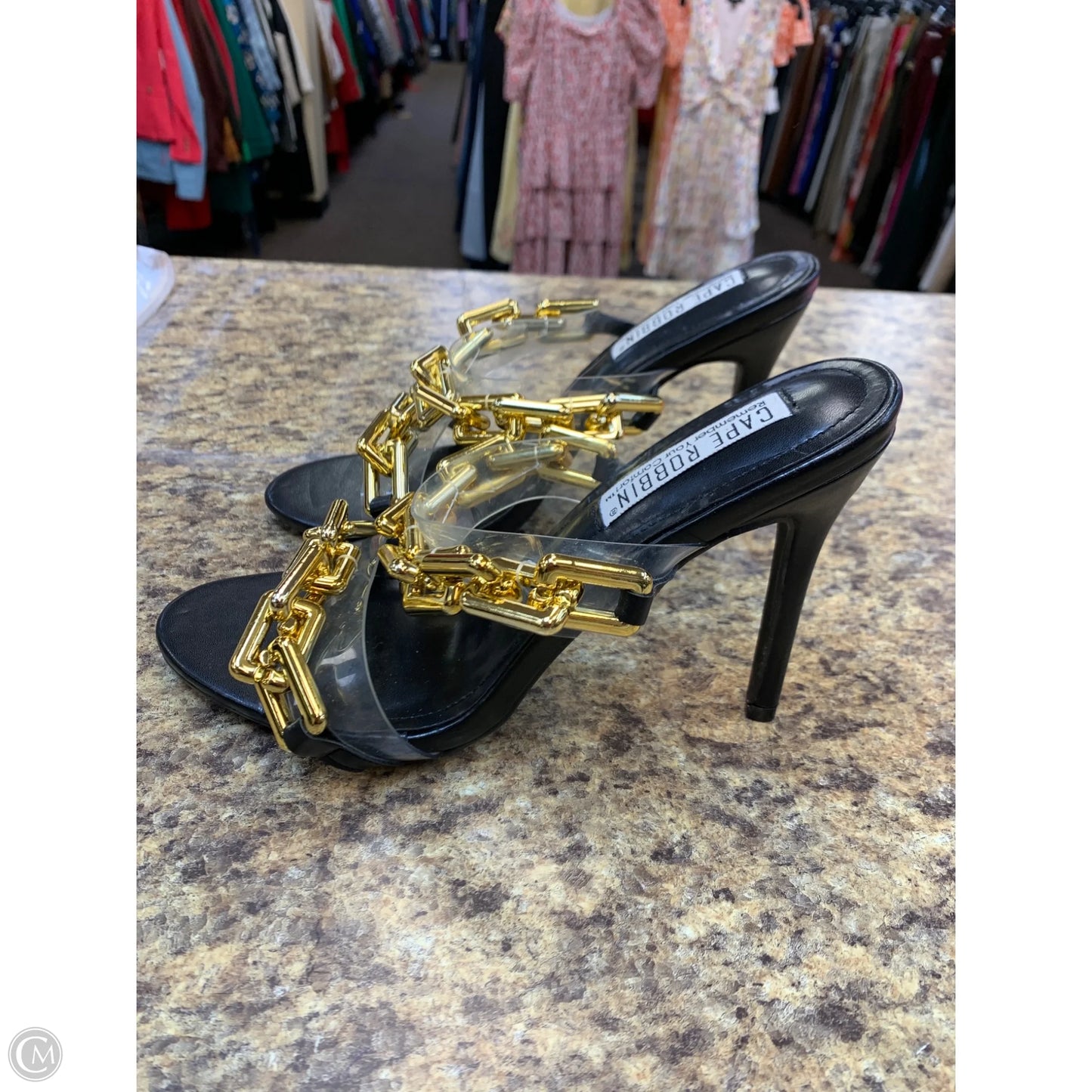 Shoes Heels Stiletto By Cmf In Black & Gold, Size: 8