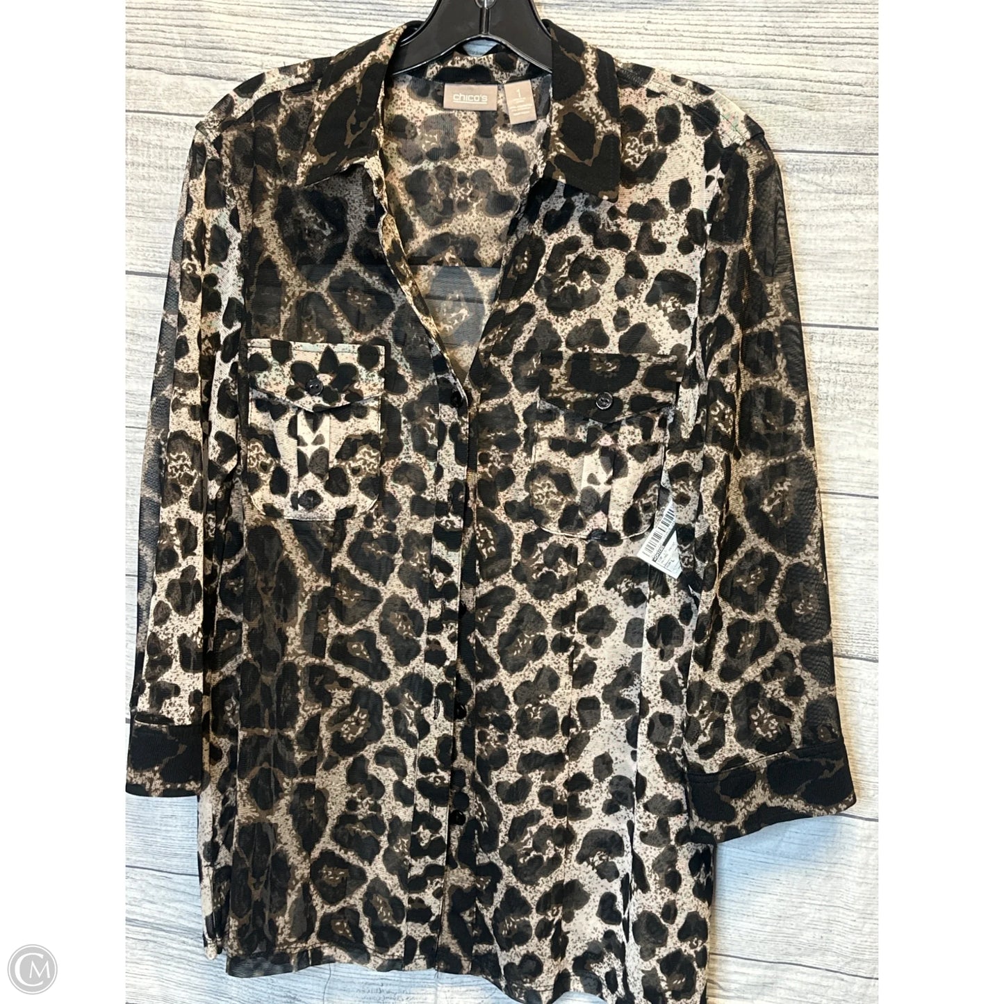 Top Long Sleeve By Chicos In Animal Print, Size: L