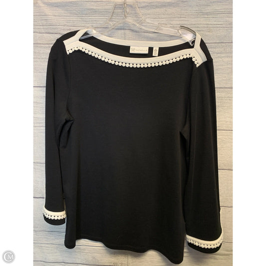 Top Long Sleeve By Rafaella In Black & White, Size: Sp