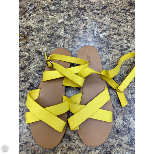 Sandals Flats By Forever 21 In Yellow, Size: 7.5