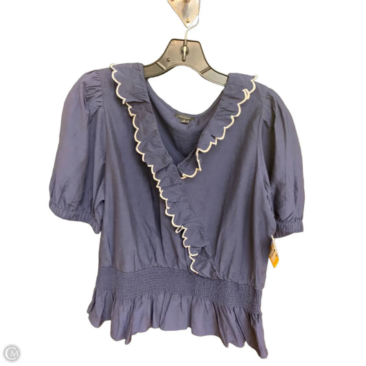 Top Short Sleeve By Ann Taylor In Navy, Size: M