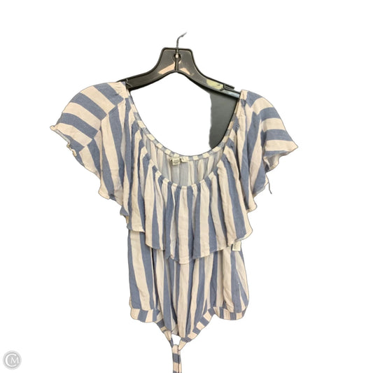 Top Short Sleeve By American Eagle In Blue & White, Size: M