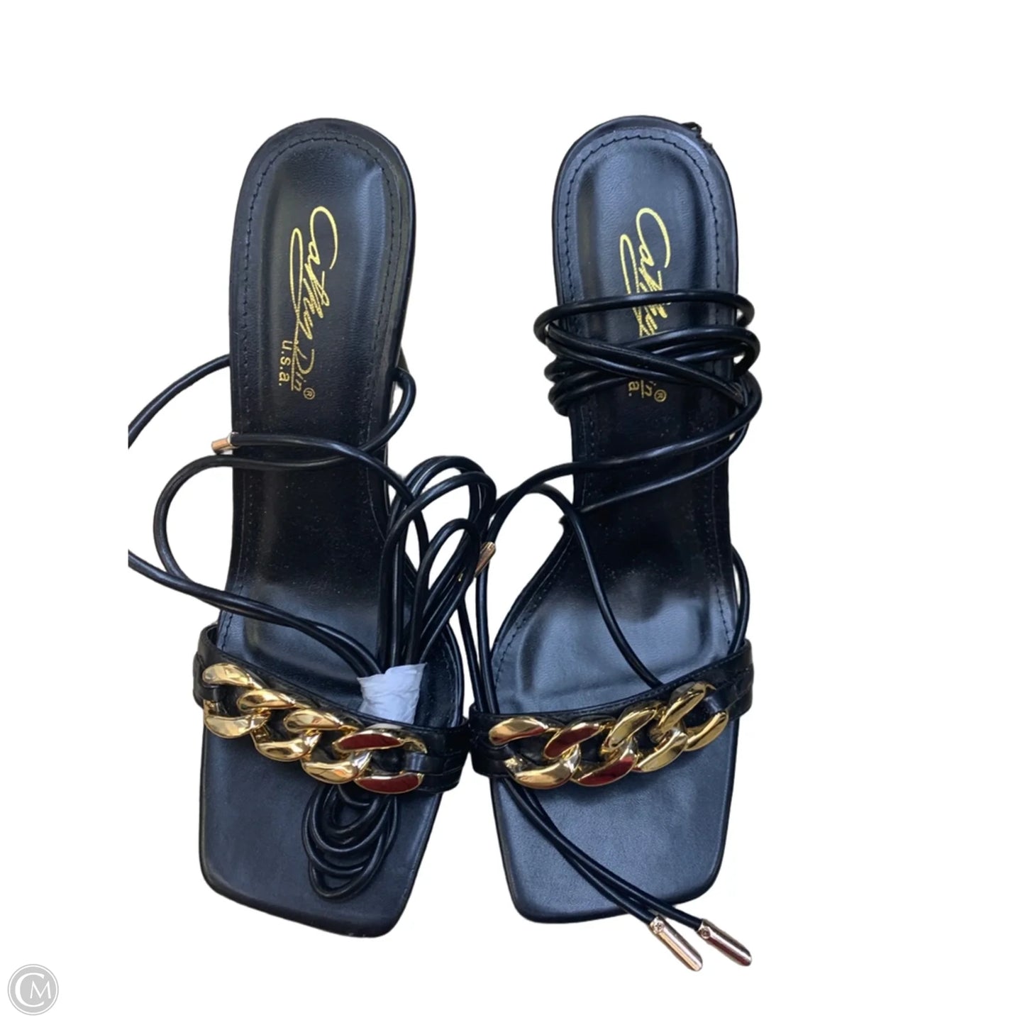 Shoes Heels Stiletto By Clothes Mentor In Black & Gold, Size: 8.5