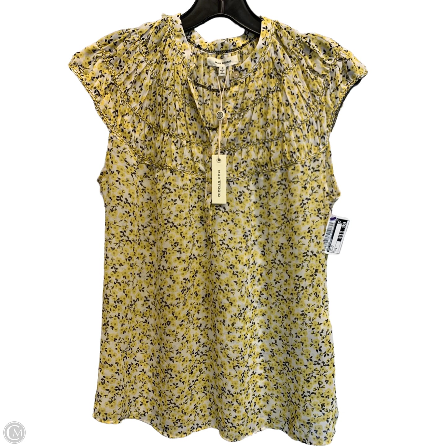 Top Short Sleeve By Max Studio In Yellow, Size: S