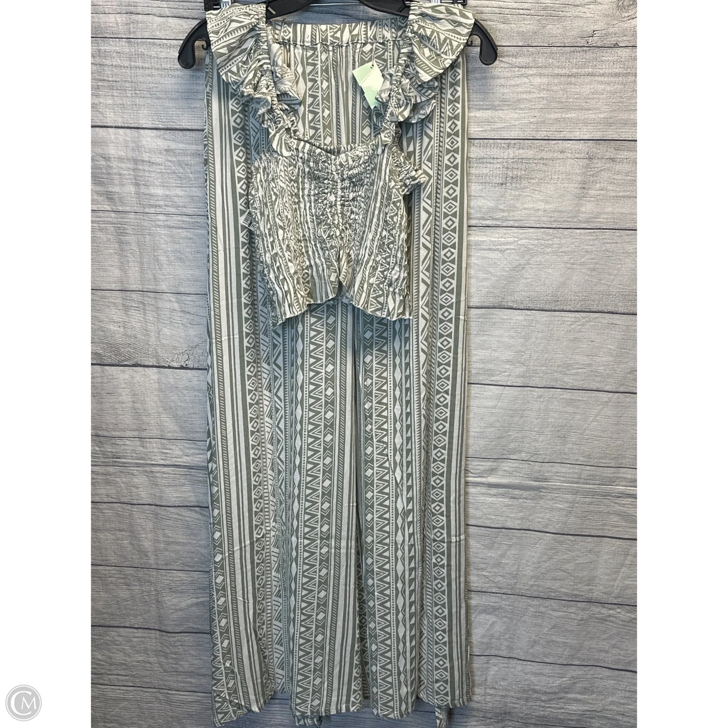 Pants Set 2pc By Clothes Mentor In Green & White, Size: M