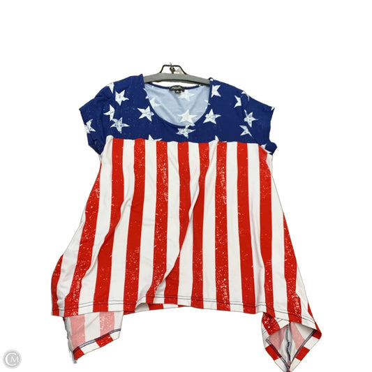 Top Short Sleeve By Rouge In Blue & Red & White, Size: 3x