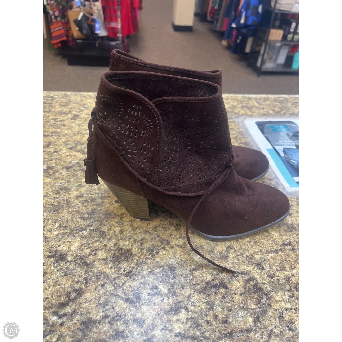 Boots Ankle Heels By Qupid In Brown, Size: 9.5