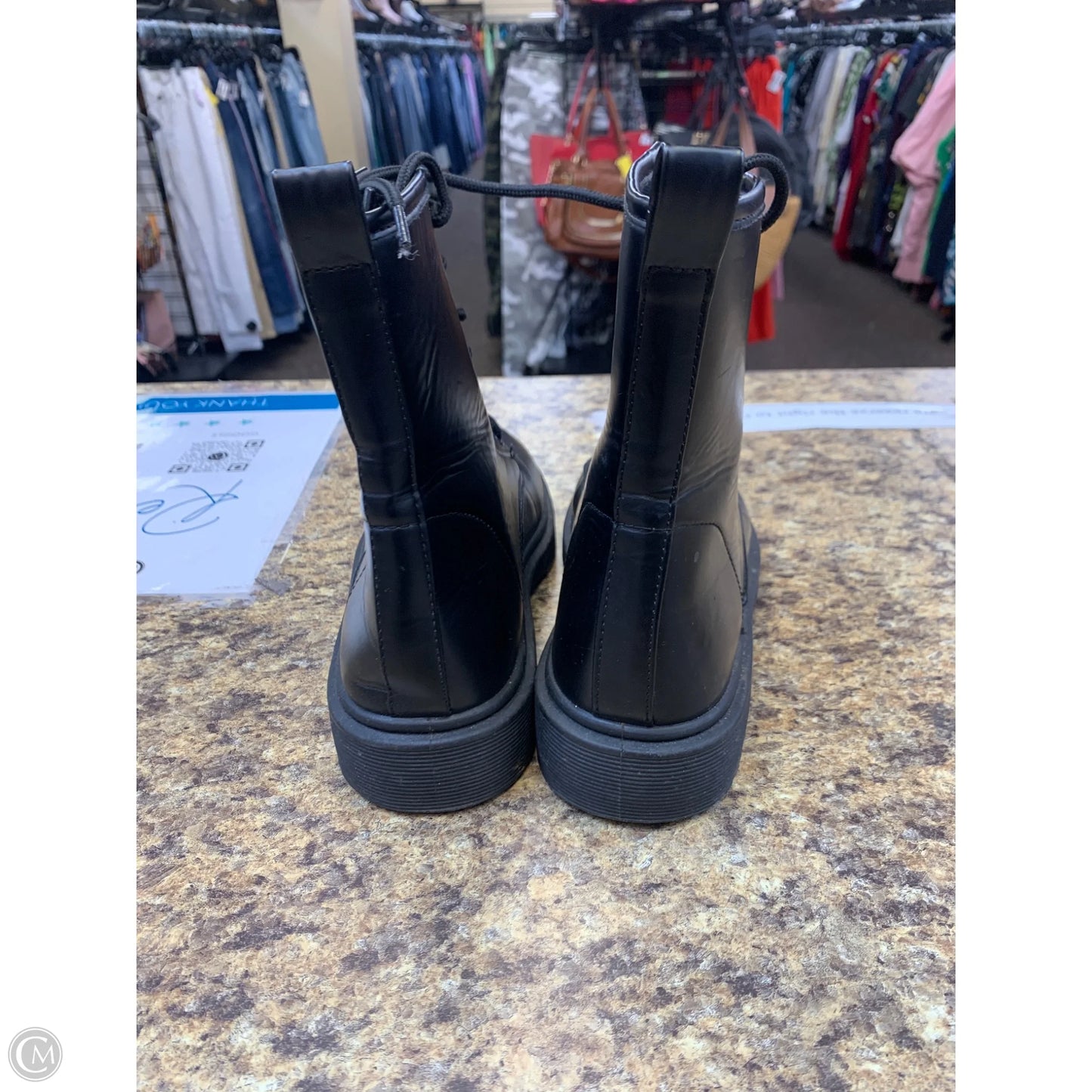 Boots Mid-calf Flats By Clothes Mentor In Black, Size: 7