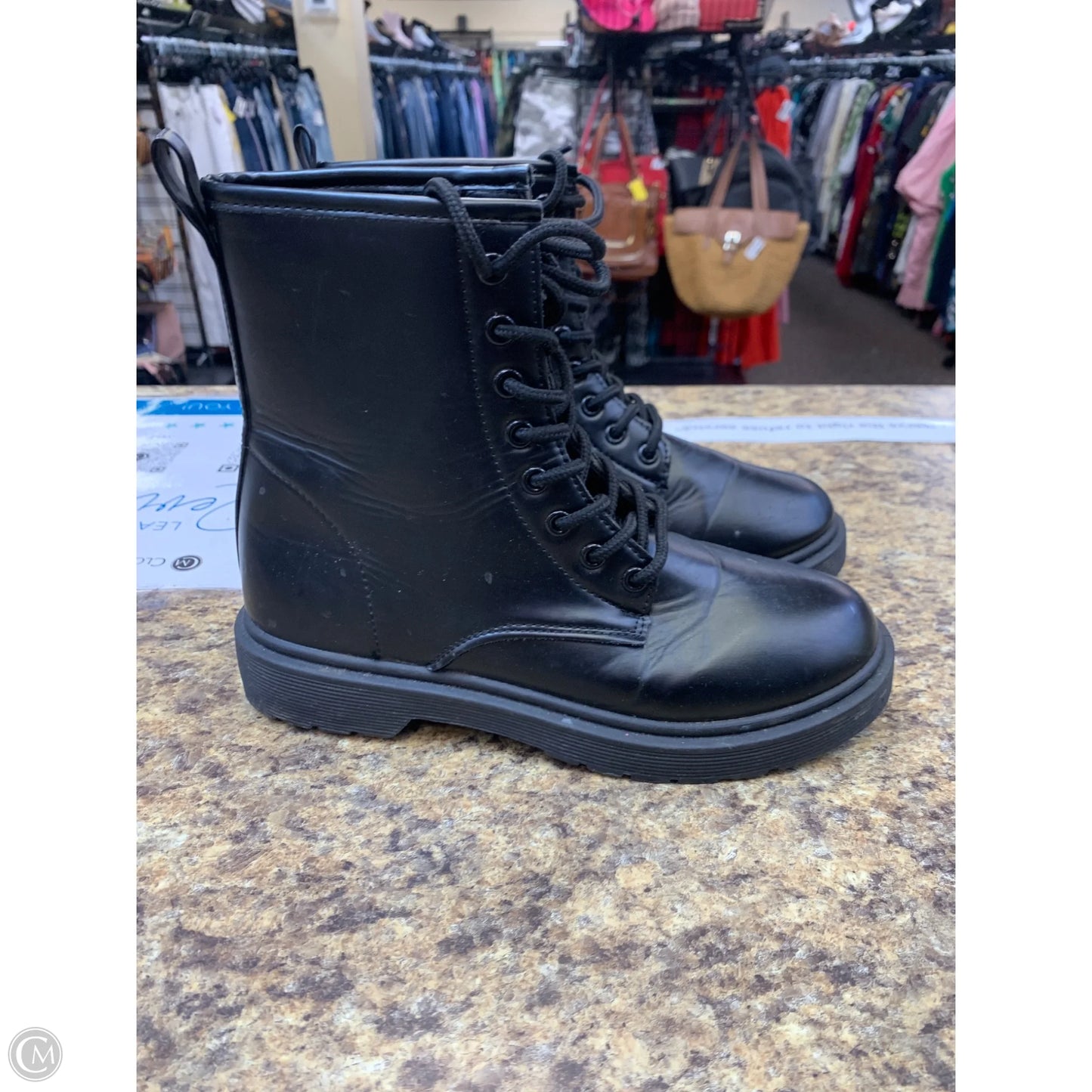 Boots Mid-calf Flats By Clothes Mentor In Black, Size: 7