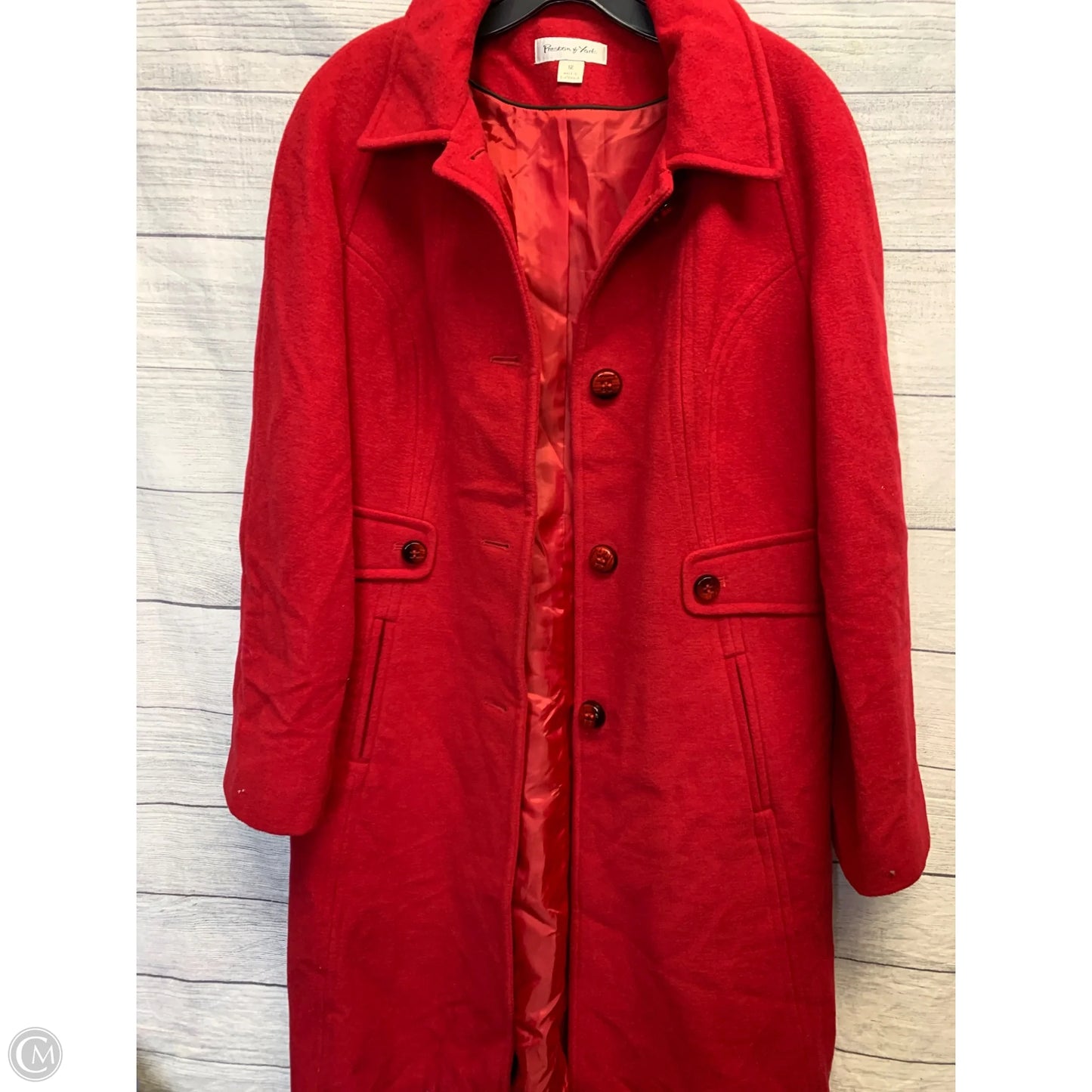 Coat Wool By Preston And New York In Red, Size: 12
