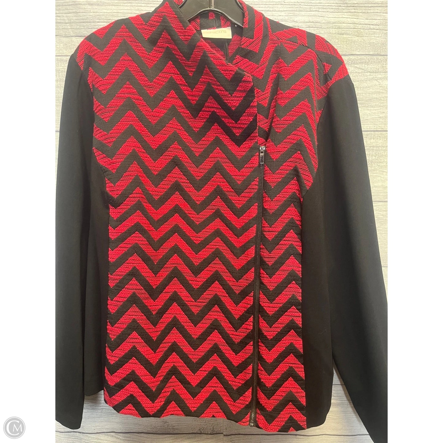 Jacket Other By Chicos In Black & Red, Size: 3x