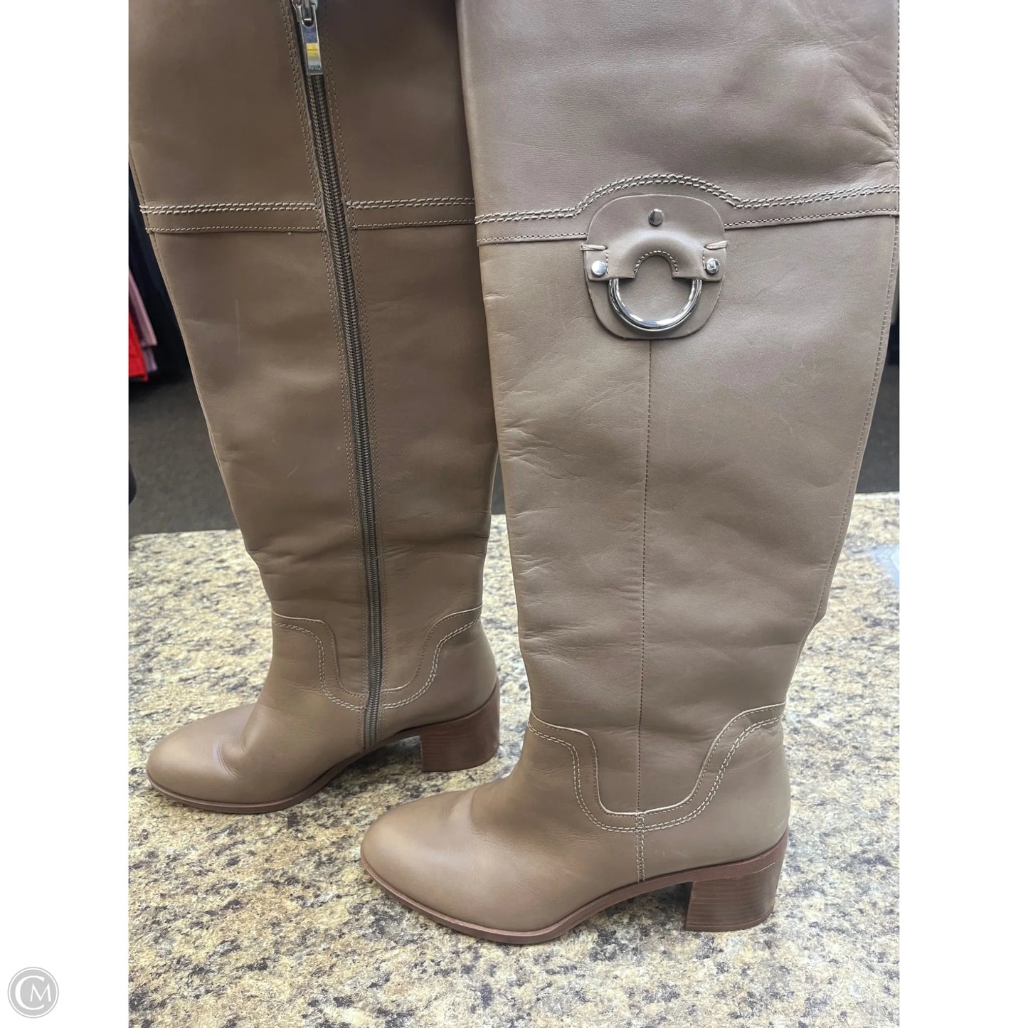 Boots Knee Heels By Franco Sarto In Brown, Size: 9