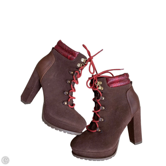 Boots Mid-calf Heels By Shoedazzle In Brown, Size: 9