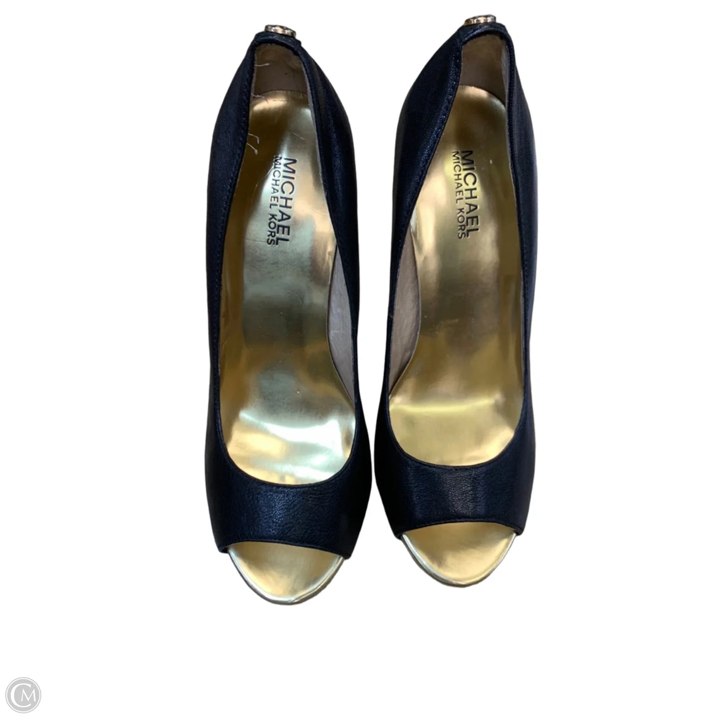 Shoes Heels Stiletto By Michael By Michael Kors In Black & Gold, Size: 9