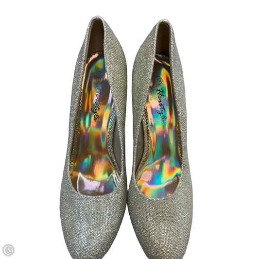 Shoes Heels Stiletto By Herstyle In Gold, Size: 10