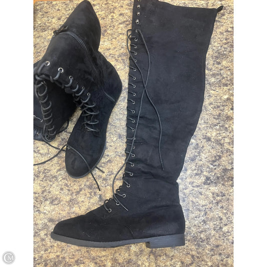 Boots Over-the-knee Flats By Fashion Nova In Black, Size: 8.5