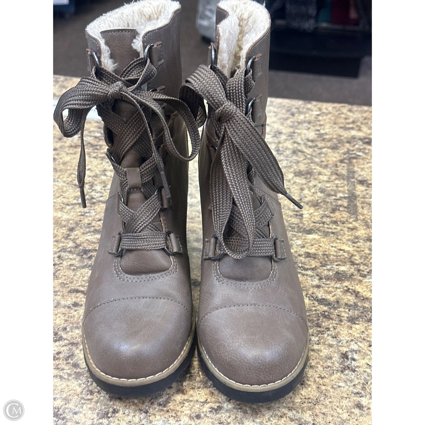 Boots Mid-calf Flats By Universal Thread In Beige, Size: 8.5