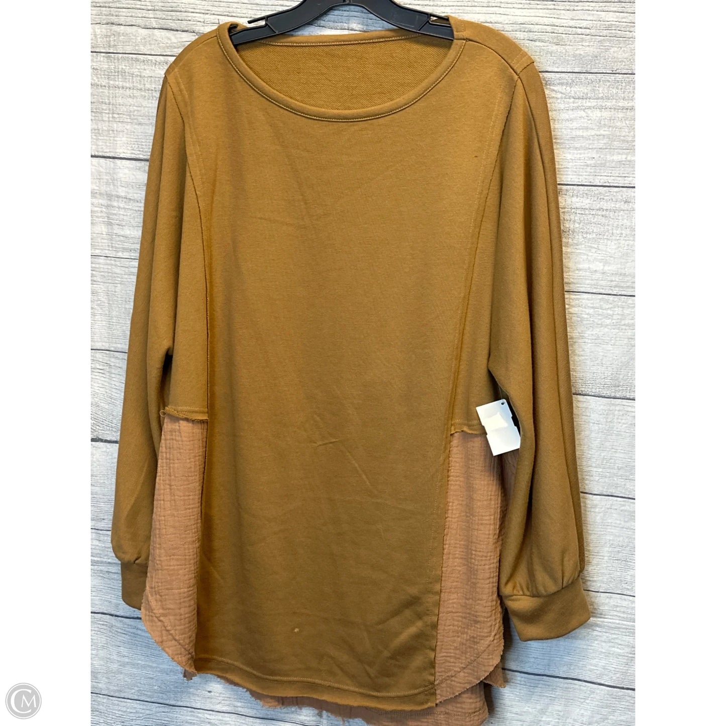 Top Long Sleeve By Cmf In Brown, Size: L